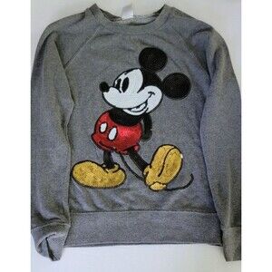 Women’s Disney Mickey Mouse Sequined Shirt Long Sleeved Top XS Extra Small NWOT
